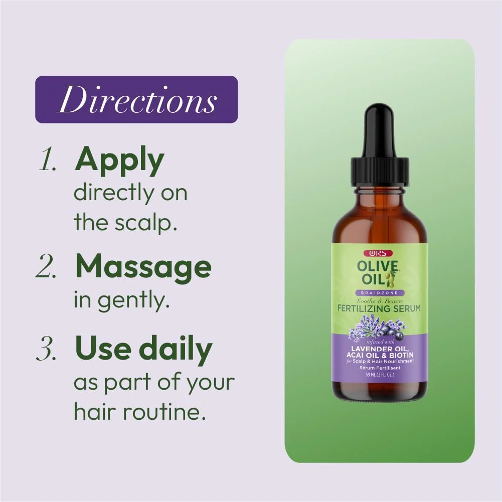 ORS Oive Oil Braidzone Fertilizing Serum with Lavender, Acai & Biotin for Hair & Scalp - Image 2