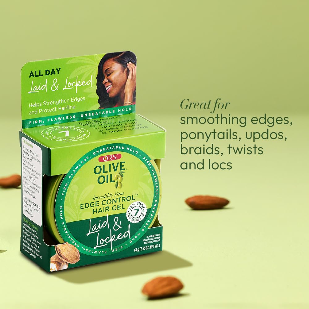 Olive Oil Edge Control Hair Gel with Sweet Almond Oil for Strengthening 2.25oz - Image 5