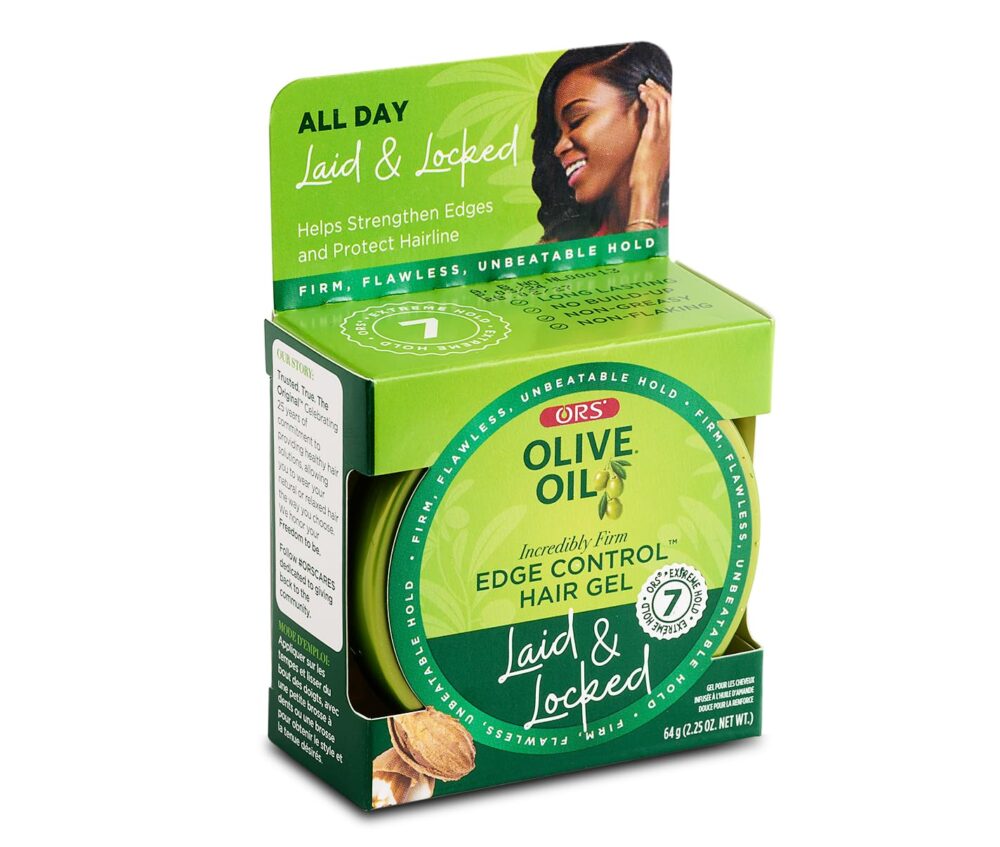 Olive Oil Edge Control Hair Gel with Sweet Almond Oil for Strengthening 2.25oz