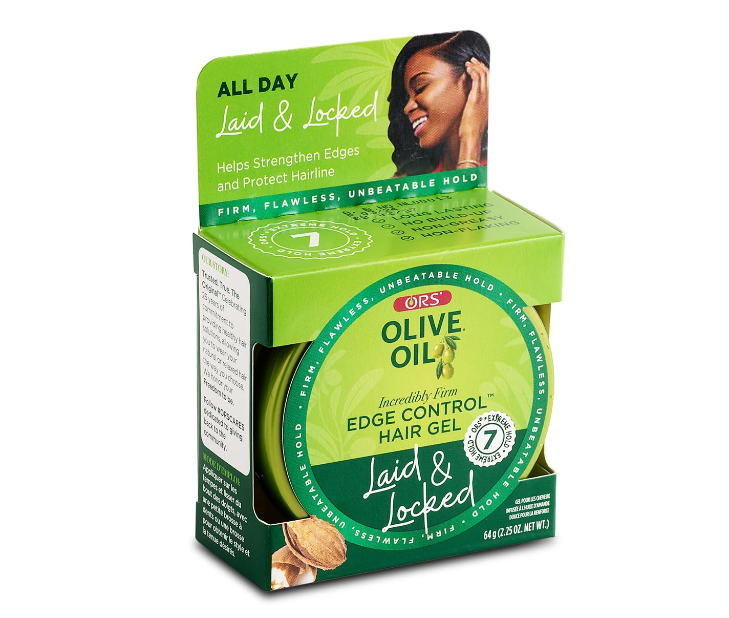 Olive Oil Edge Control Hair Gel with Sweet Almond Oil for Strengthening 2.25oz