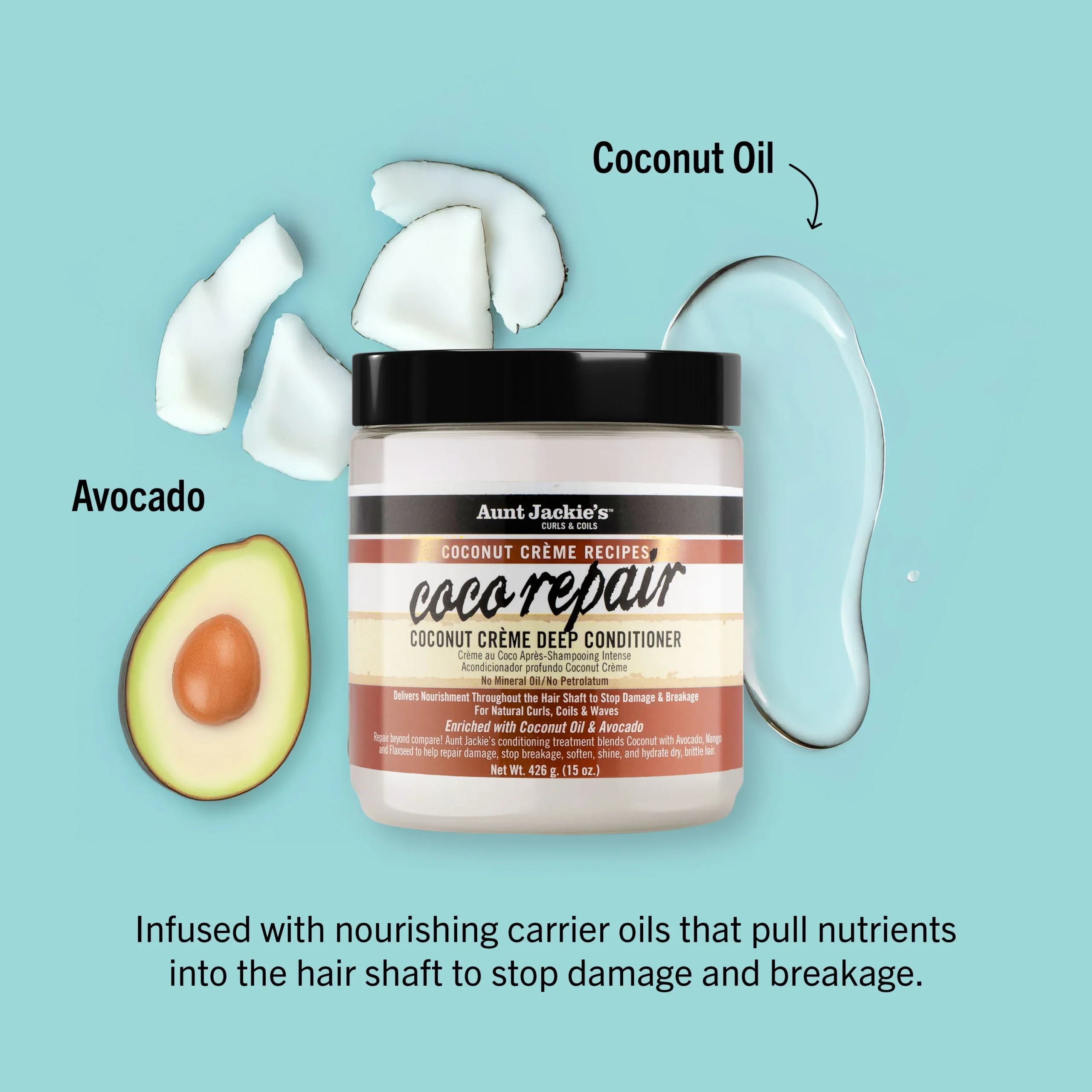 Aunt Jackie's Coco Repair Coconut Creme Deep Conditioner – 15oz - Image 2